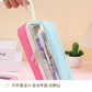 Large-Capacity Durable and Washable Student Stationery Oxford Cloth Storage Bag Transparent Square and Round Pencil Bag Multi-Layer Portable Pencil Bag