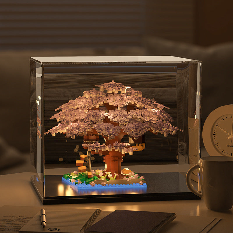 Wow, custom cherry tree building blocks assembled children's toys boys and girls Valentine's Day gift Jihui M2109