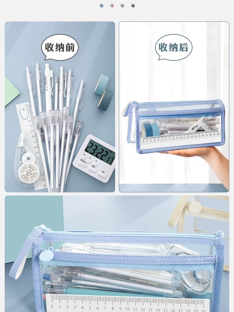 Transparent Pencil Case for Exams, Simple Pencil Bag for High School Students, Large Capacity Pvc Pencil Case in Stock