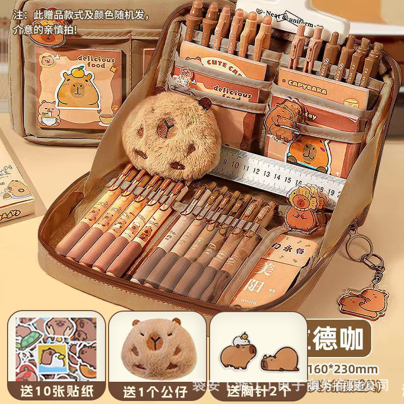 Capibala Capybara Pencil Case Large Capacity 12-Layer Coffee Maillard High-Value Multi-Function Pencil Case