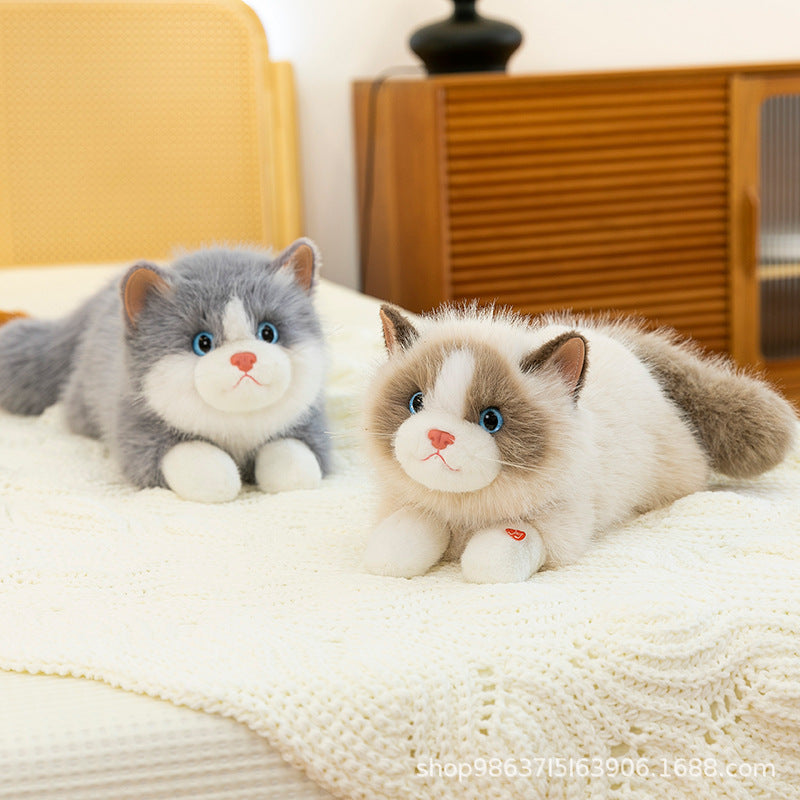 Cross-Border Simulation Cat Plush Toy, Cute Kitten Doll, Lying Cat Living Room Decoration, Children's Gift Wholesale