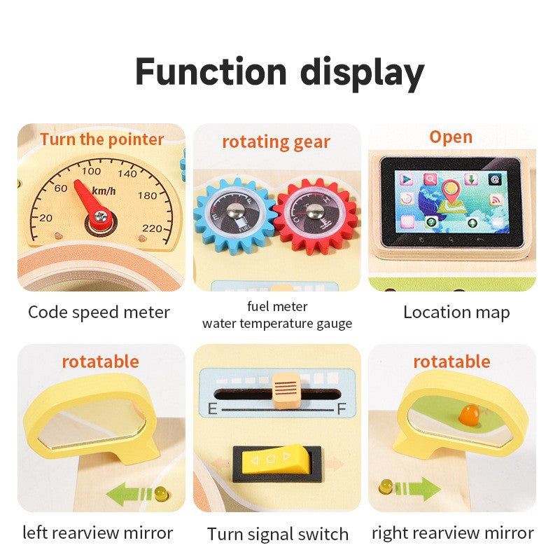 Children's Montessori Early Education Simulation Driving Steering Wheel Digital Switch Light Sound Busy Board Science and Education Aids Educational Toys