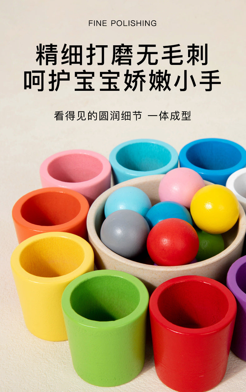 CPC Wooden Montessori Early Childhood Education Ball Ten Color Color Classification Cup Children Matching Game 10 Color Beaded Educational Toys