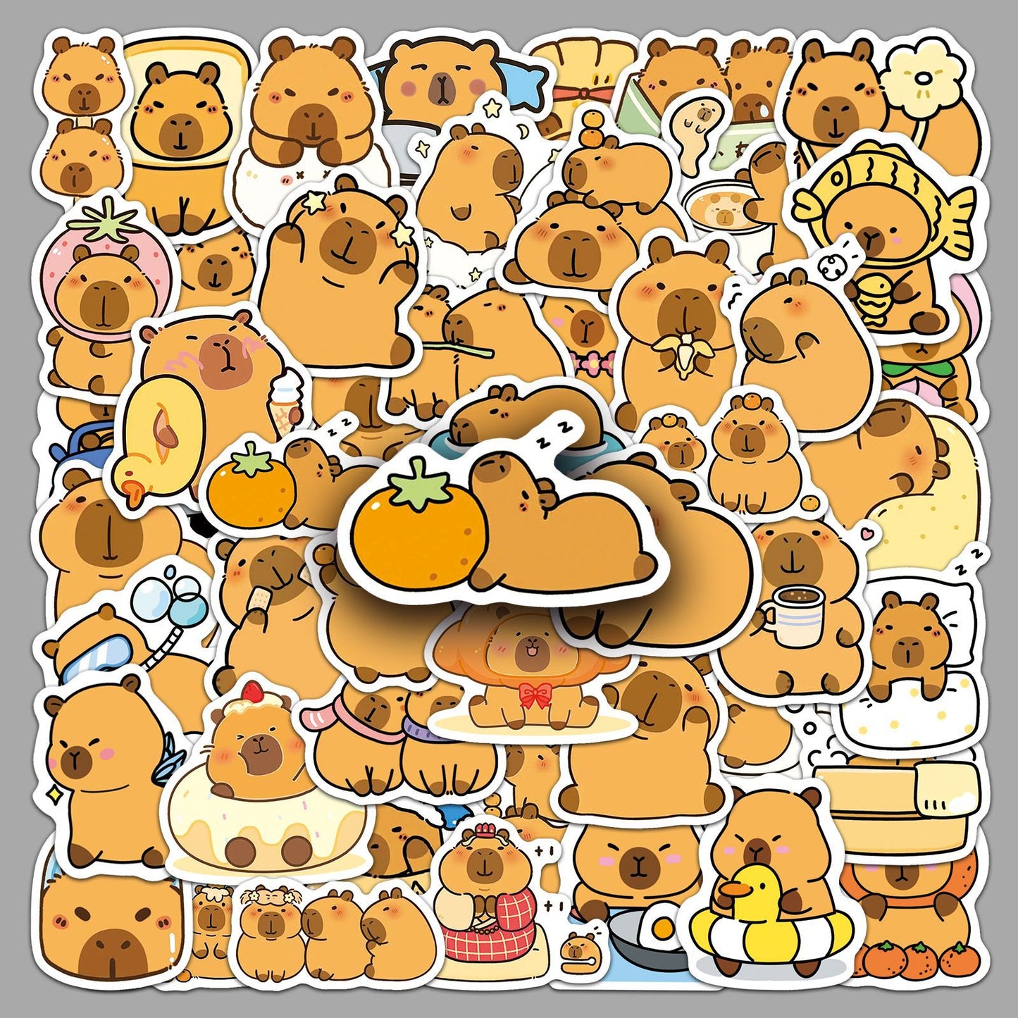 50 Capibalakatong Stickers Personalized Cross-border Cute Animal Capybara Decorative Water Cup Hand Account Goo Card Stickers