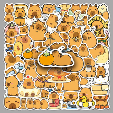 50 Capibalakatong Stickers Personalized Cross-border Cute Animal Capybara Decorative Water Cup Hand Account Goo Card Stickers
