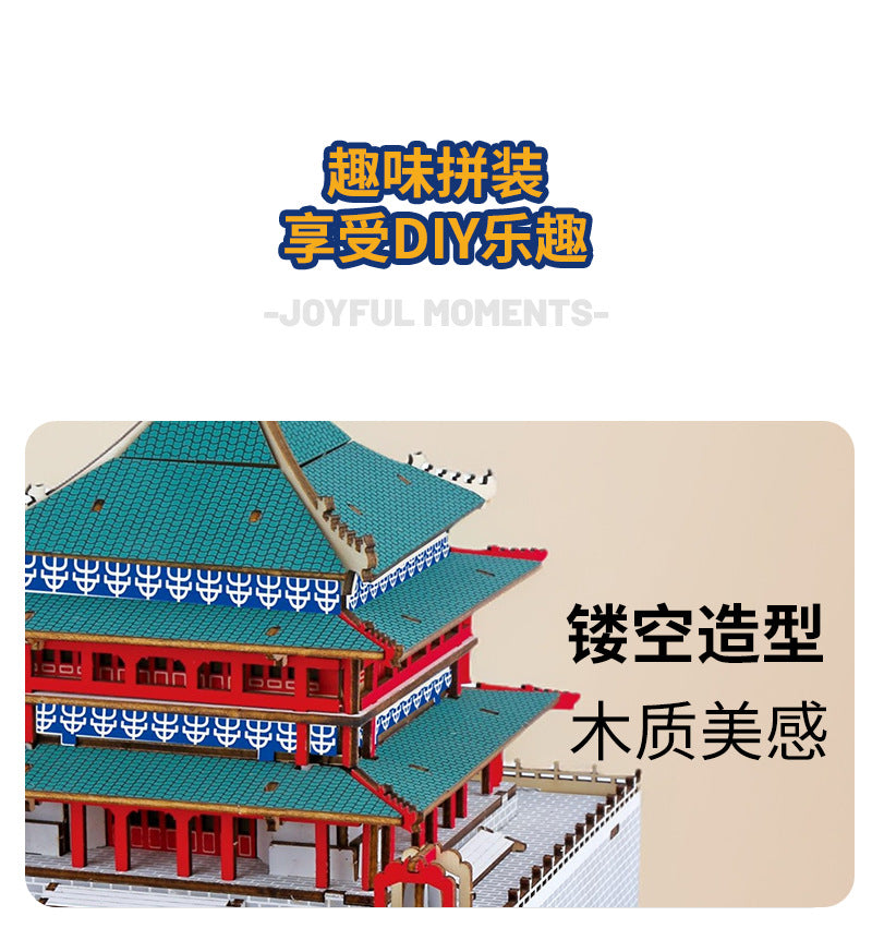 Three-Dimensional Puzzle Ancient Style 3D Model Building Assembled Wooden Kidsren's Educational House Toy Building Blocks Temple of Heaven Mortise and Tenon