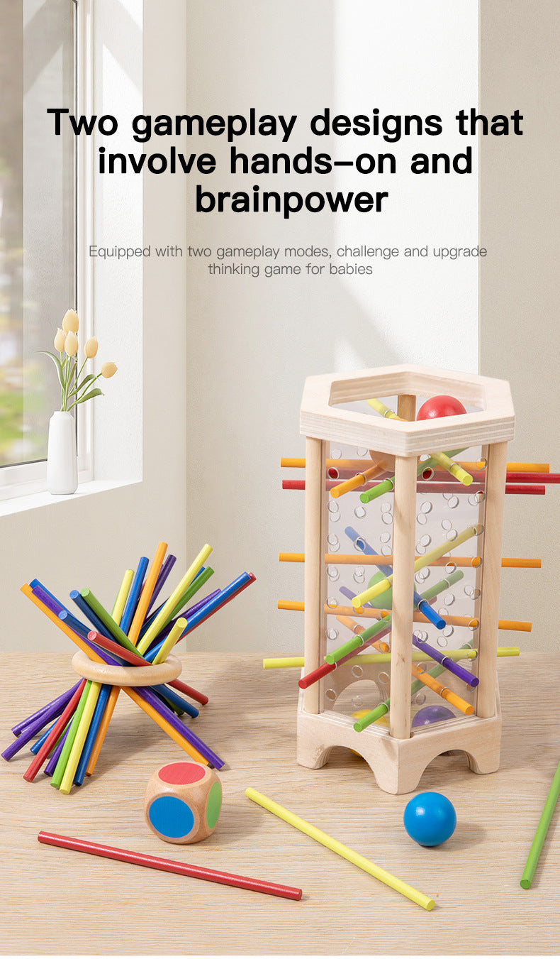 Wooden Kidsren's Stick Insertion Game Baby Draw Stick Color Cognitive Pitching Montessori Family Interactive Toy