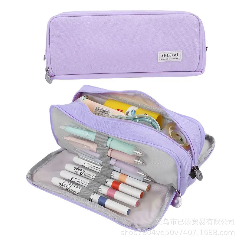 Oxford Cloth Large-Capacity Double-Zipper Multi-Layer Pencil Case Multi-Functional Stationery Box for Primary and Secondary School Students in the Back-To-School Season Wholesale from Manufacturers