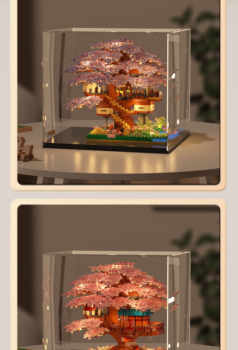 Wow, custom cherry tree building blocks assembled children's toys boys and girls Valentine's Day gift Jihui M2109