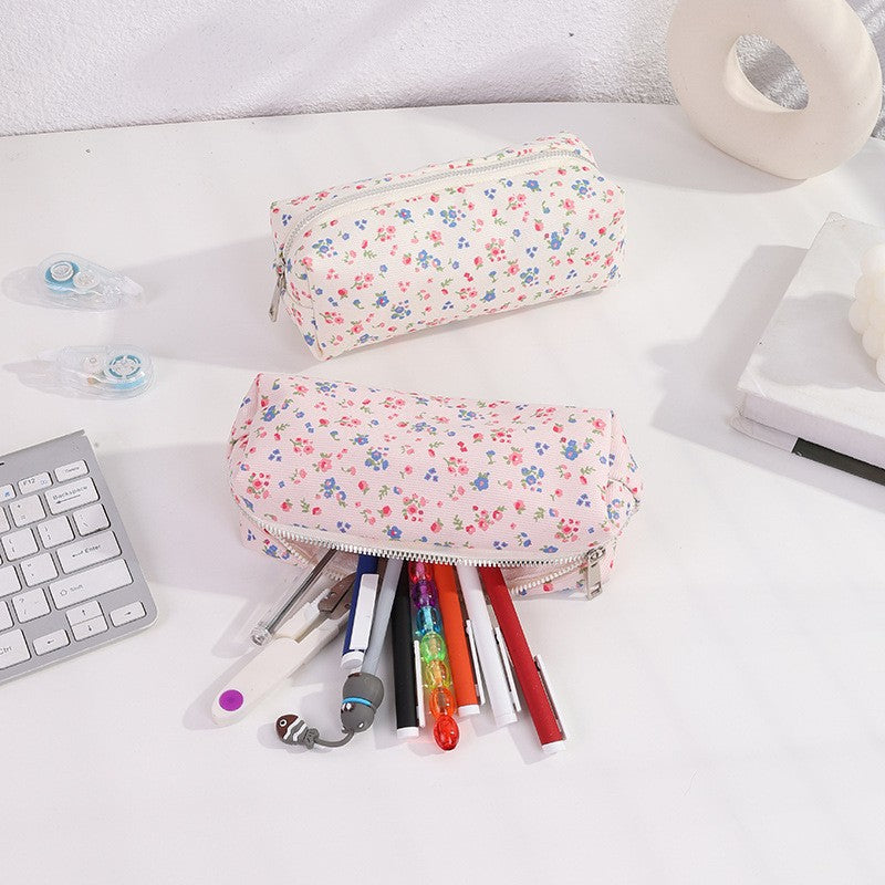 2025 New Small Floral Pencil Bag, Simple and High-Looking Student Stationery Bag, Large Capacity Pencil Bag, Makeup Storage Bag