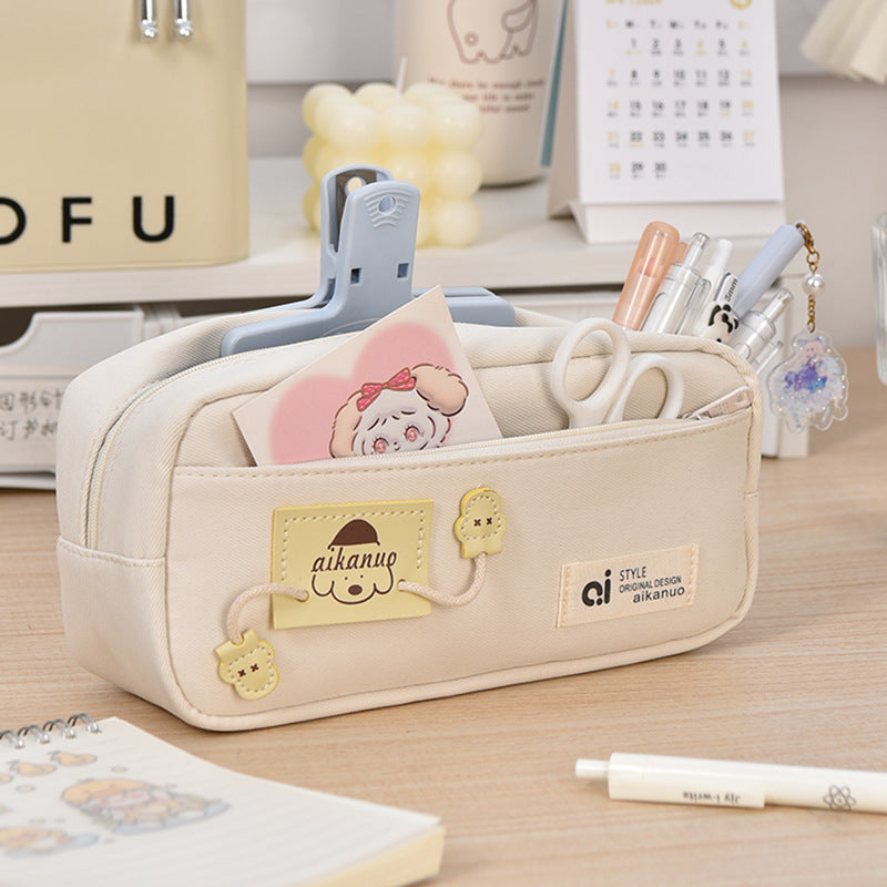 Internet Celebrous Explosions Zipper Dog Repair Pencil Bag Girls High Color Value Large Capacity Double Layer Storage Bag Puppy Pencil Bag Factory