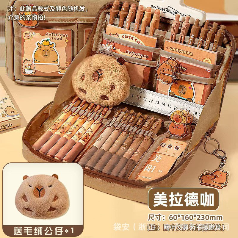 Capibala Capybara Pencil Case Large Capacity 12-Layer Coffee Maillard High-Value Multi-Function Pencil Case