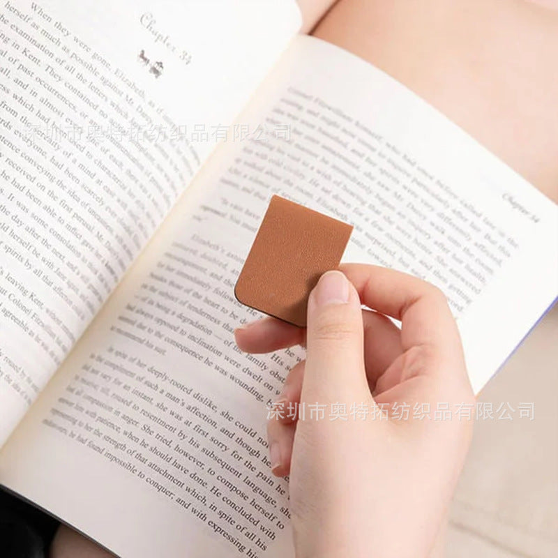 in stock Dopamine Color Magnetic Leather Bookmark Square Magnetic Bookmark Graduation Gift Bookworm Reading Pagination Clip