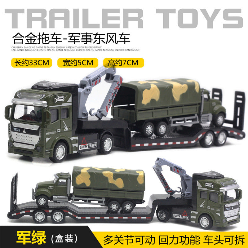 English packaging cross-border children alloy car vehicle trailer fire truck tank excavator pull back toy car