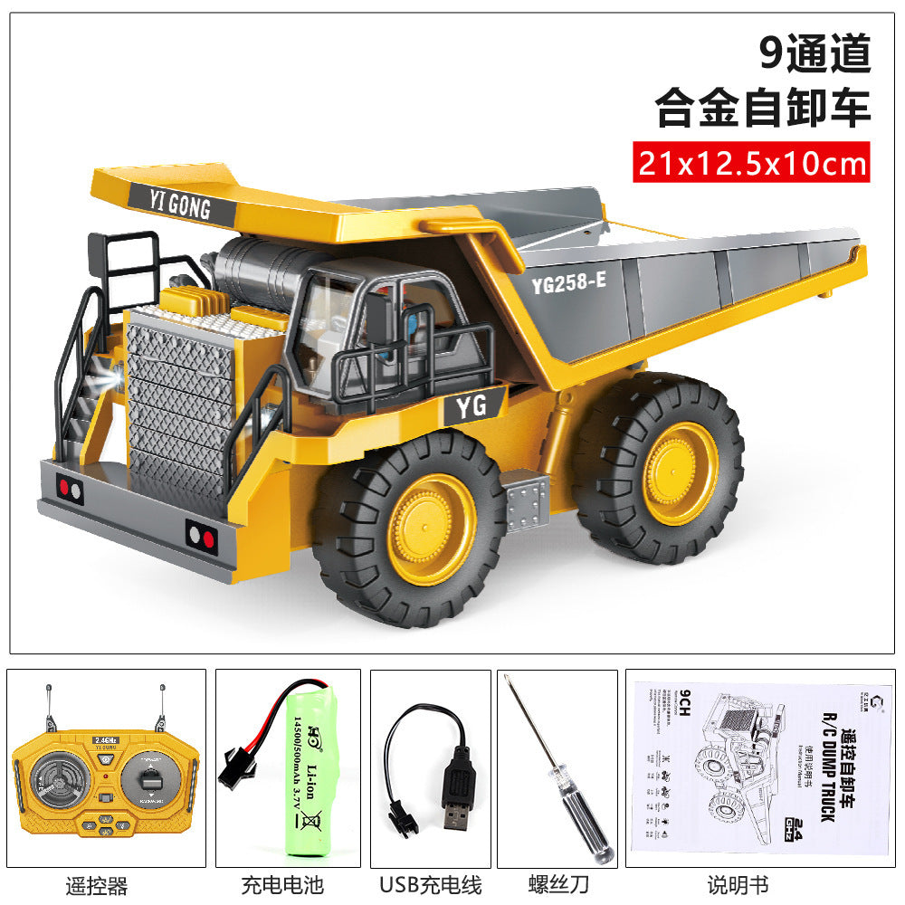 Children's remote control dump truck toy boy dump truck model excavator engineering transporter truck alloy excavator