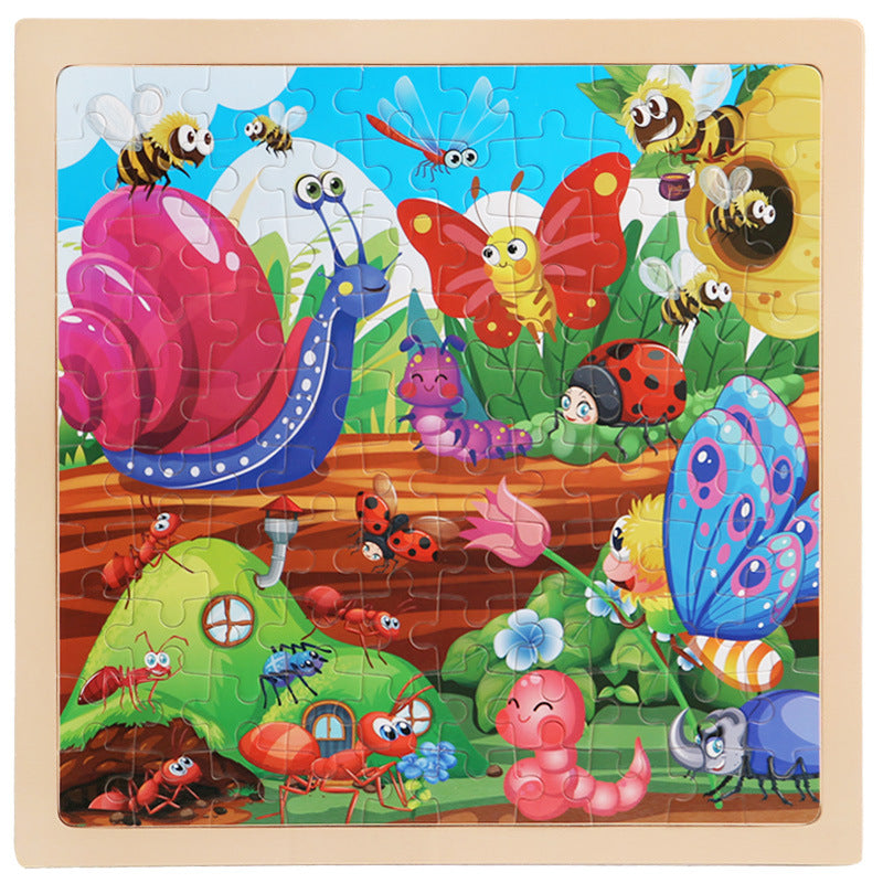 100 children's wooden cartoon animal dinosaur plane wooden puzzle boys and girls baby early education educational toys