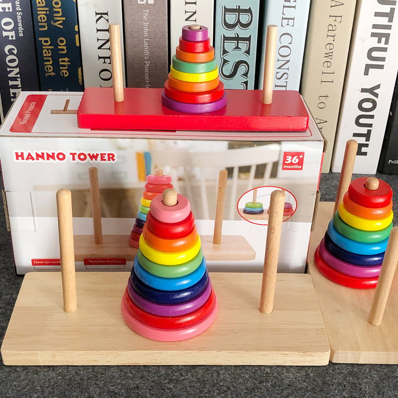 Hanot Tower Wooden 8-Layer 8-Layer Educational Children Hanot Tower Customs Clearance Toys for Primary School Students Logical Thinking Training