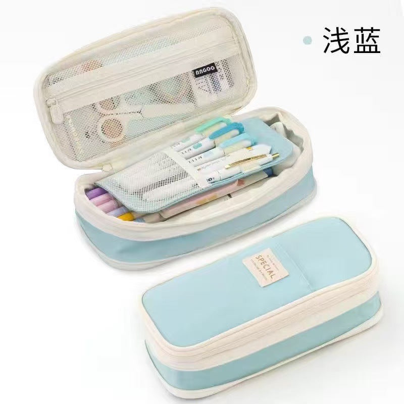 Casual Pencil Case, Large-Capacity Stationery Box, Good-Looking High School Student Ins-Style Student Stationery Bag, Stain-Resistant Primary School Pencil Case