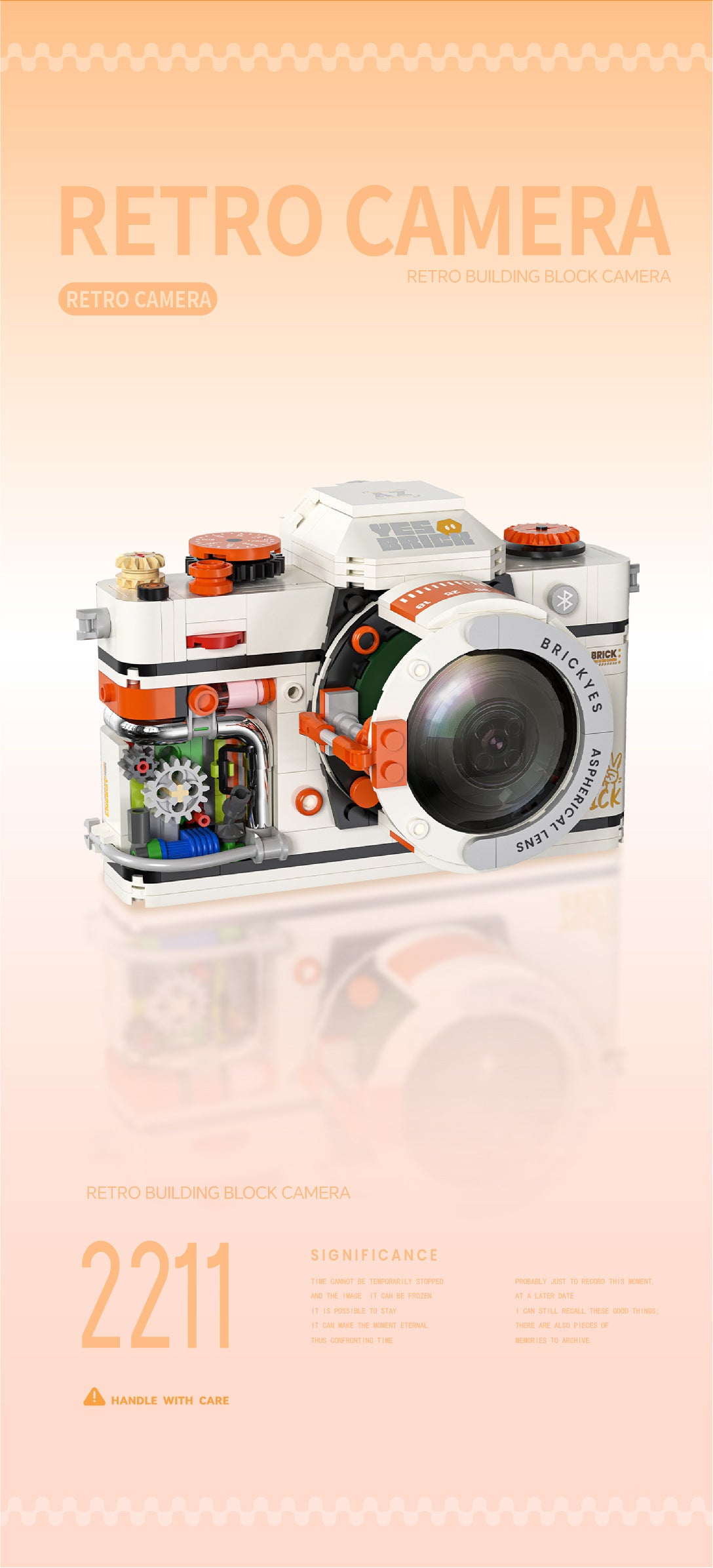 Compatible with Lego Building Blocks Mechanical Universe Retro Camera Assembled Handmade Toy Model Ornaments Children's Gift