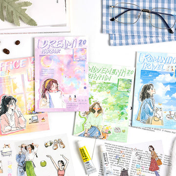 ZABC cross-border die-cut PET sticker book chasing ordinary series 20 characters life hand account collage stickers