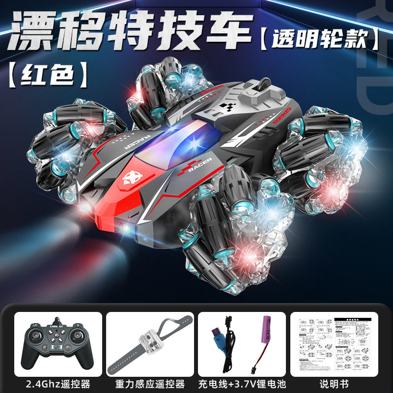 Cross-Border 2.4g Remote Control Car Gesture Sensor Stunt Car Music Light Rolling Double-Sided Car Boy Four-Wheel Drive Drift Car