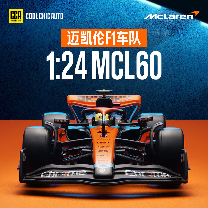 1:24 McLaren MCL60 Racing 2023 Season F1 Color Perer CCA Alloy Toy Car Model Ornaments Steering
