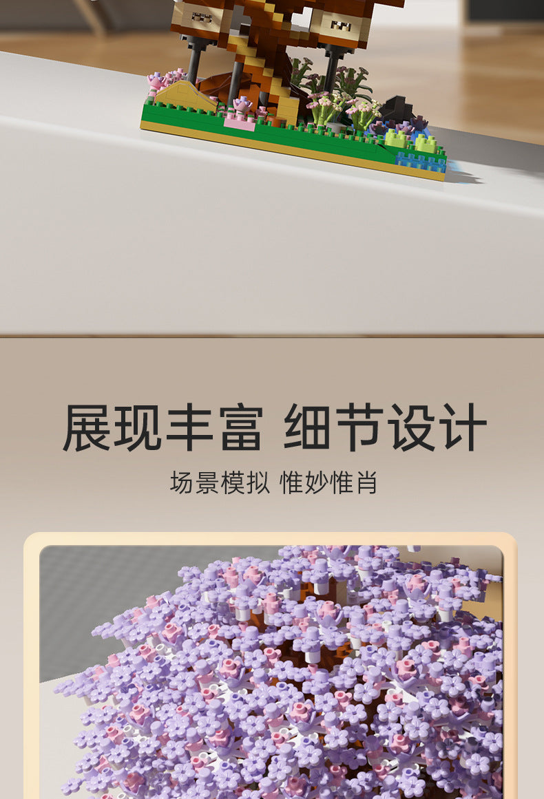 Wow, custom cherry tree building blocks assembled children's toys boys and girls Valentine's Day gift Jihui M2109