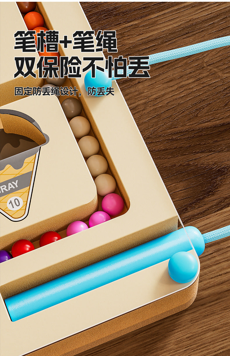 Cross-border children's magnetic maze walking ball toys early education 3 to 6 years old pen concentration wooden ball educational toys