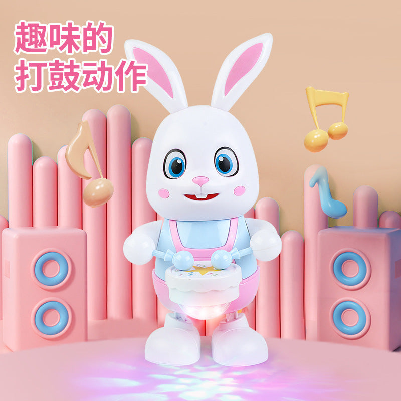 Children's Electric Dancing Robot Rabbit Toy Drumming Swinging Bunny Baby Baby Walking Early Education Toy
