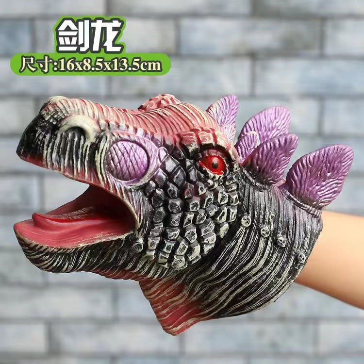 Dinosaur Hand Puppet Cross-Border Wholesale Gloves Soft Rubber Triceratops Tyrannosaurus Rex Children's Simulation Animal Model Boy Toy