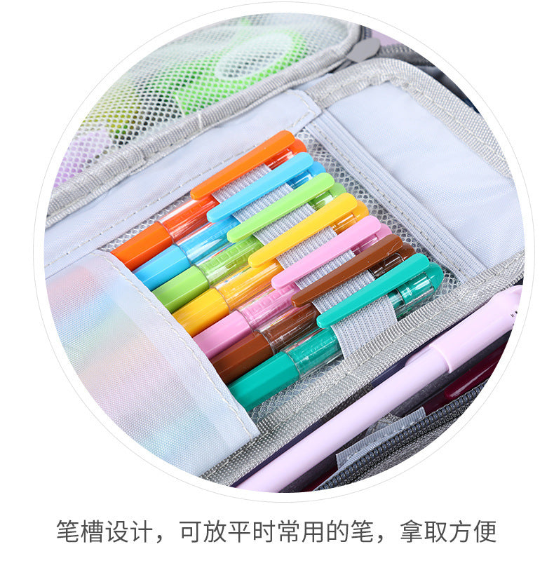 Yuerui Large-Capacity Canvas Multi-Layer Pencil Bag Portable Simple Student Multi-Functional Pencil Bag Satchel Stationery Box