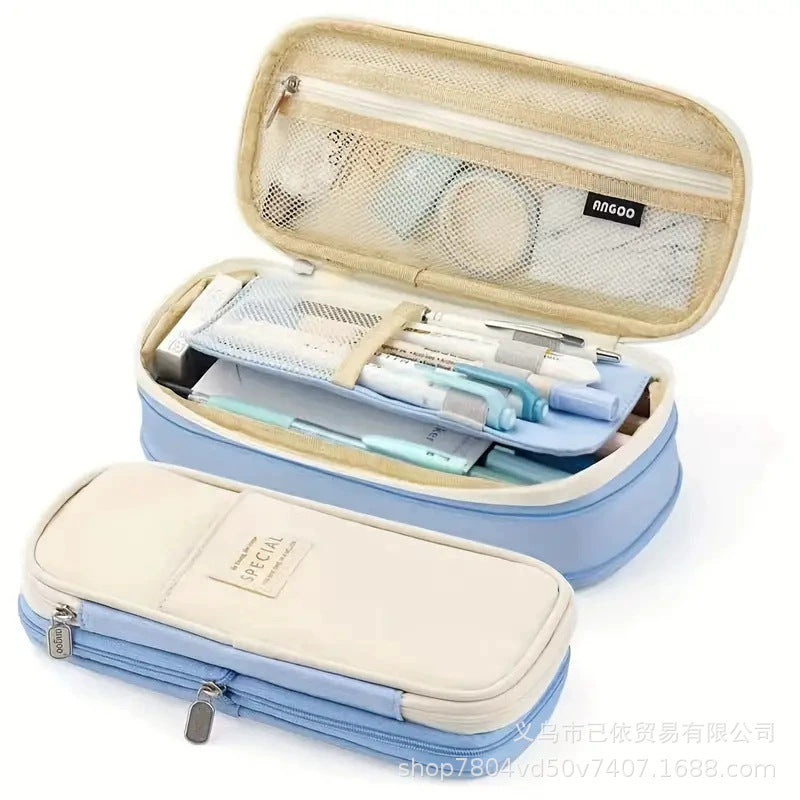 Oxford Cloth Large-Capacity Double-Zipper Multi-Layer Pencil Case Multi-Functional Stationery Box for Primary and Secondary School Students in the Back-To-School Season Wholesale from Manufacturers