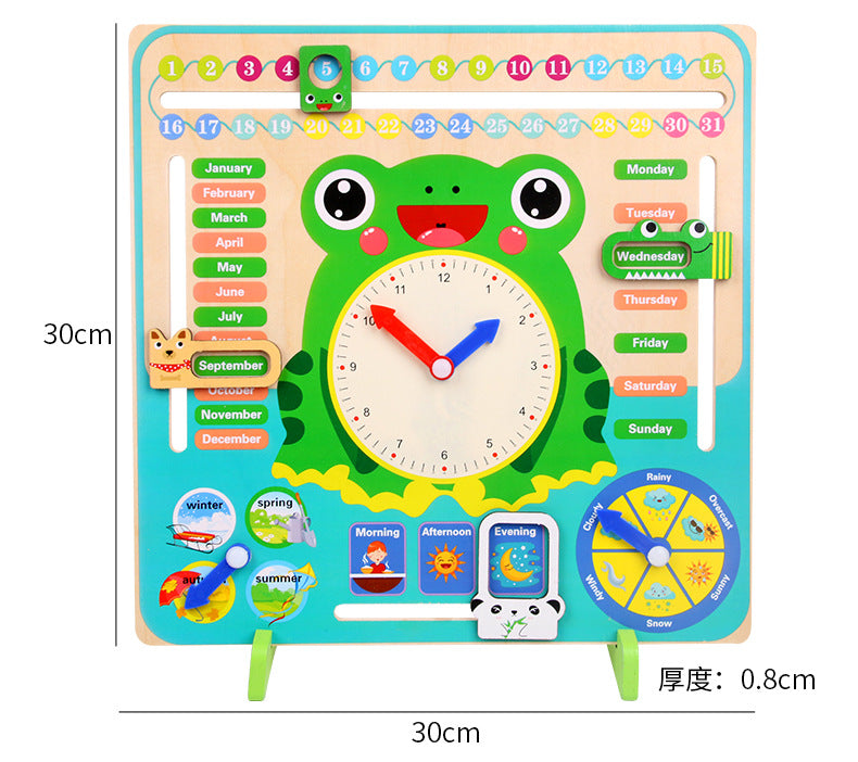 Children's Clock Teaching Aids Montessori Calendar Clock Board Children's Learning Time Clock Cognition Kindergarten Early Education Toys