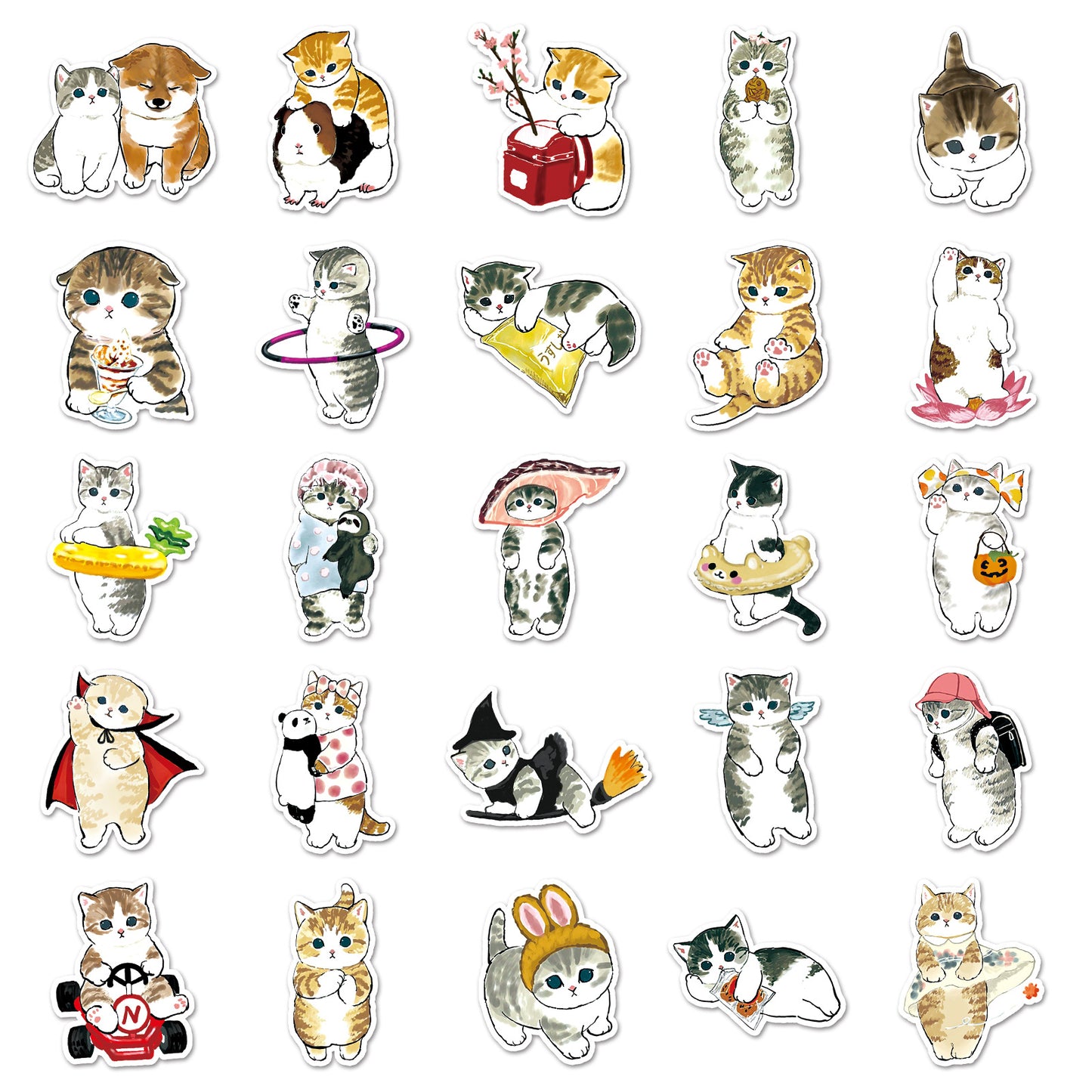 100 hand-painted kitten stickers cartoon cute Q version animal graffiti notebook stationery stickers goo card decoration