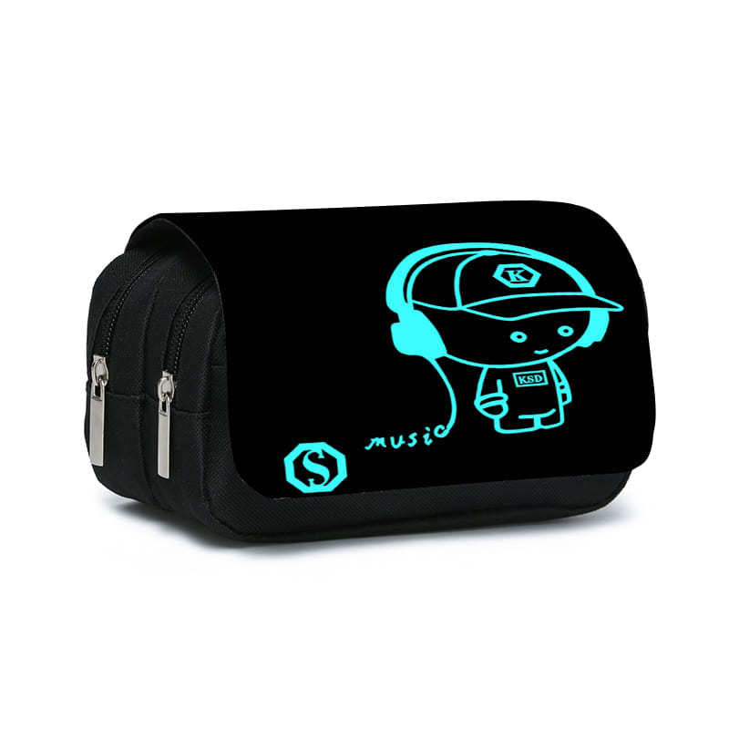 Headphone Listening Pen Bag DIY Double-Layer Flip Pen Box Student Kidsren's Trendyy Pencil Stationery Bag Large Capacity