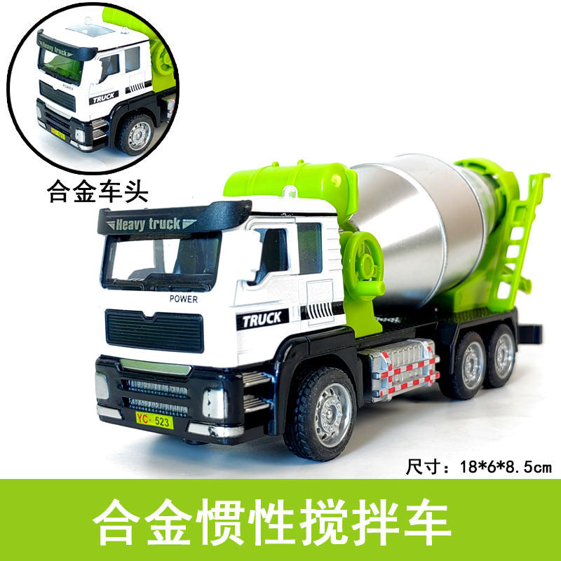 Children's Alloy Artificial Dump Truck Engineering Vehicle Inertia Mixer Truck Oil Tanker Bulldozer Crane Excavator Model