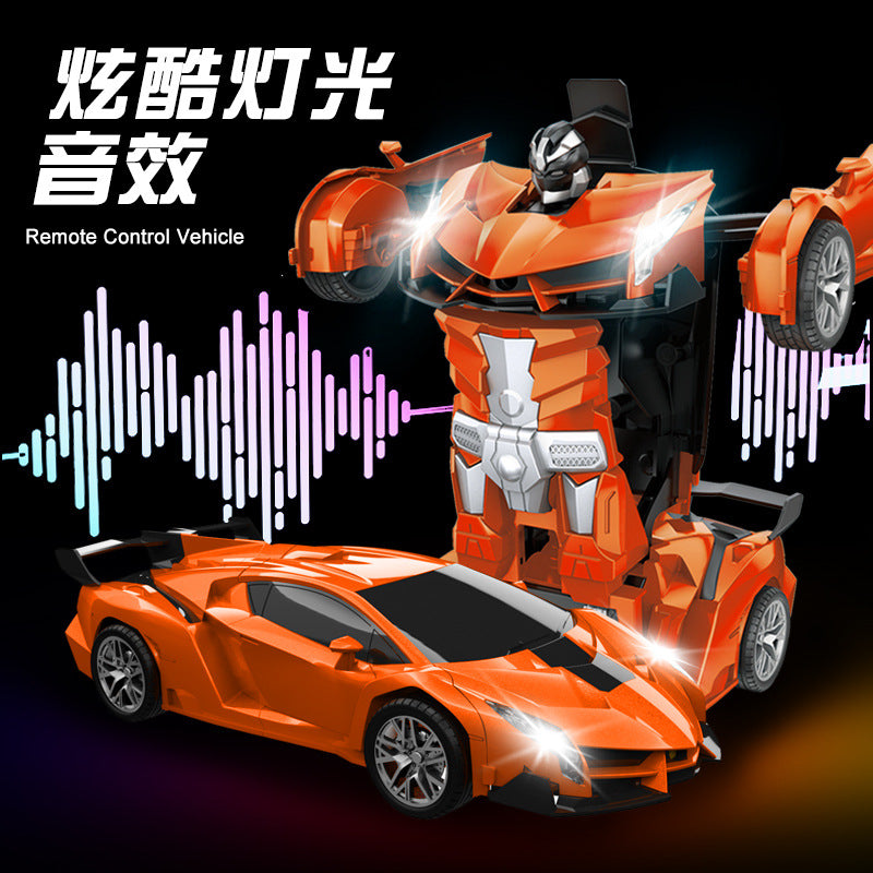 Cross-Border Rc One-Click Deformation Car Electric Robot Model Boy King Kong Kidsren's Toy Rechargeable Remote Control Car
