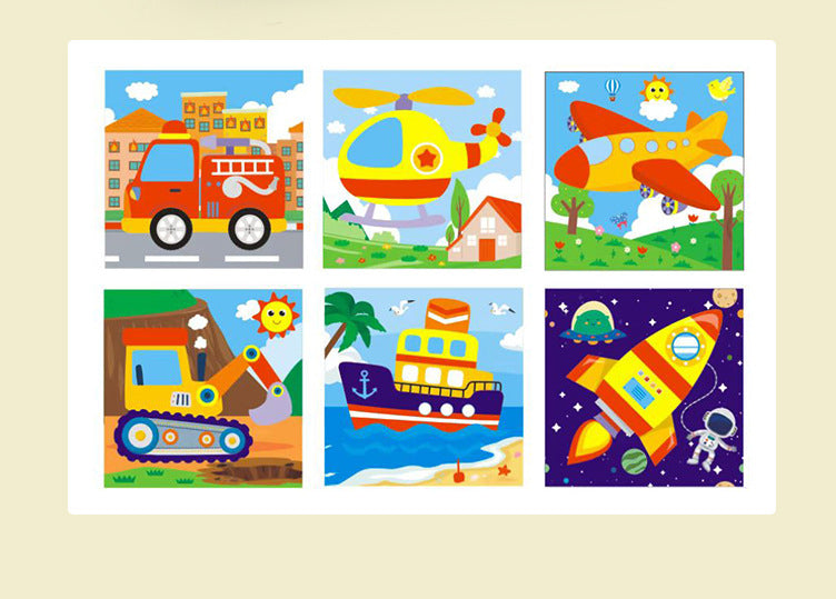 New 3D Stereo Six-Sided Painting 12-Piece Wooden Puzzle Building Blocks 3-6-7-Year-Old Kidsren's Kindergarten Educational Toys