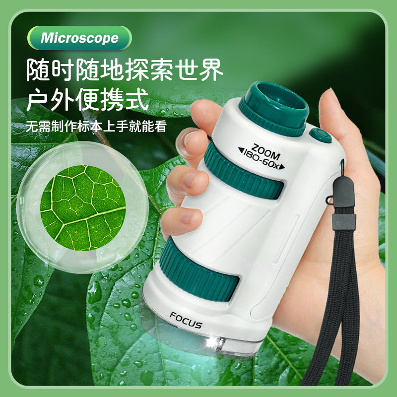 Cross-border Children's Microscope Can See Bacteria Primary and Secondary School Students Gifts Handheld Portable Outdoor Observation Toys