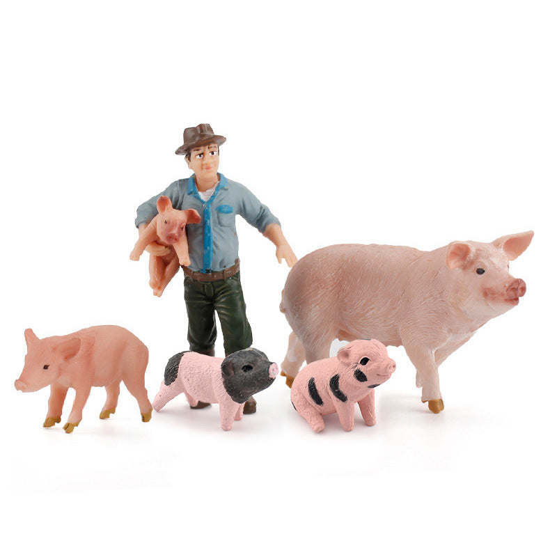 Children's Artificial Farm Poultry Ornaments Plus Pig Model Male and Female Pig Hugging Pig Worker Creative Pig Raising Hand Toy
