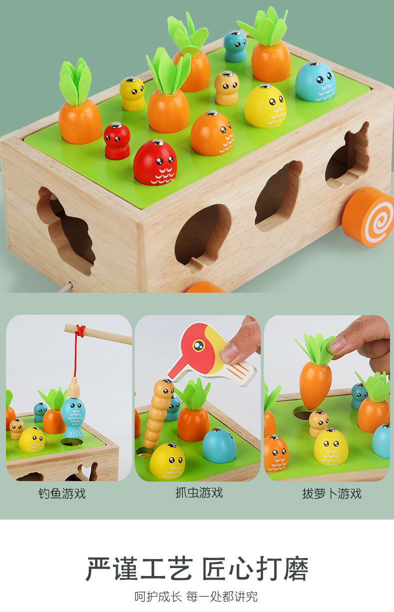 3 Cross-Border Kidsren's Educational Toys Farm Orchard Shape Building Blocks Matching Insect Catching and Carrot Pulling Intelligence Box Toys
