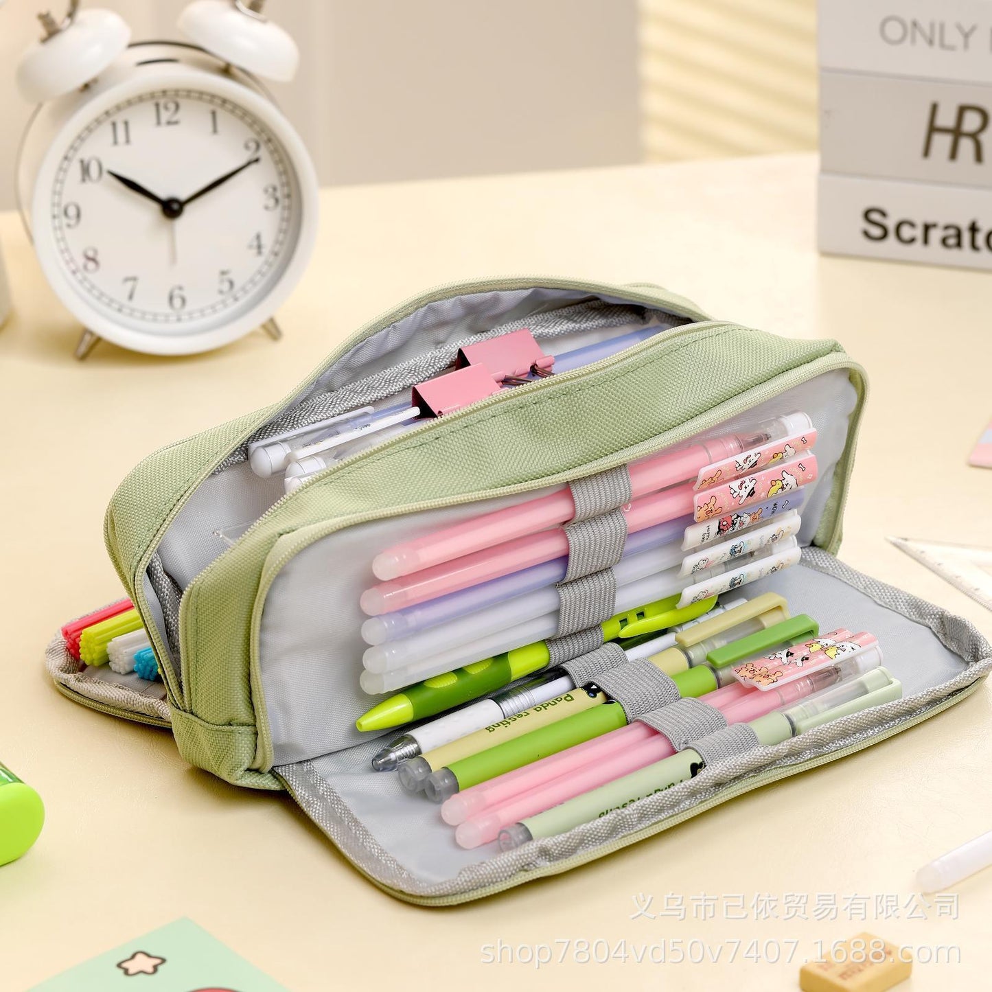 Oxford Cloth Large-Capacity Double-Zipper Multi-Layer Pencil Case Multi-Functional Stationery Box for Primary and Secondary School Students in the Back-To-School Season Wholesale from Manufacturers