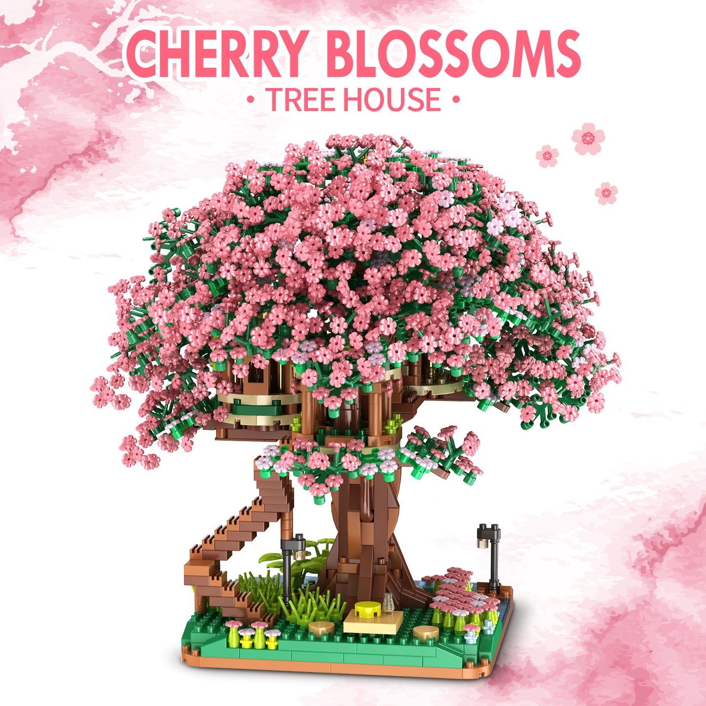 Cross-border TEMU Compatible Lego Sakura Tree House Rainbow Tree Blocks Children's Educational Assembled Toys for Girls Gift