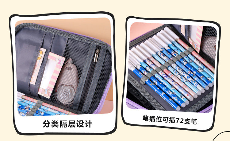 Cross-Border Satchel Large-Capacity 72-Hole Multi-Functional Student Art Student Color Lead Brush Pencil Stationery Storage Bag