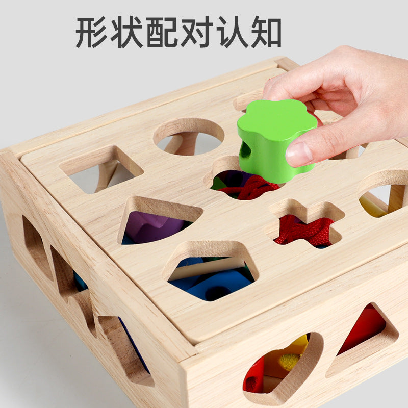 Montessori Early Education Large Particle Beaded Geometric Shape Matching Building Block Box Color Cognitive Teaching Aids Kidsren's Educational Toys