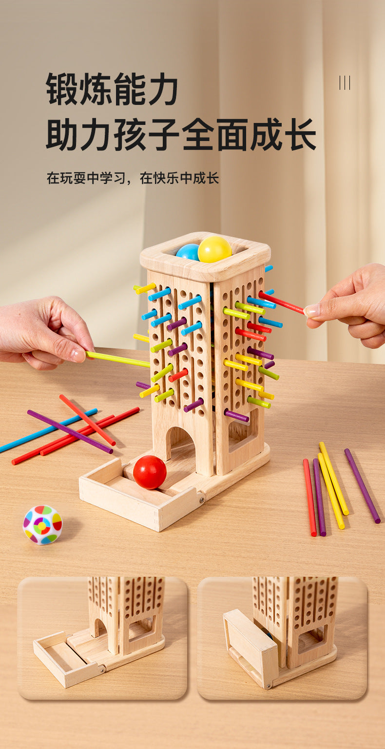 Wooden Kidsren's Stick Insertion Game Baby Draw Stick Color Cognitive Pitching Montessori Family Interactive Toy