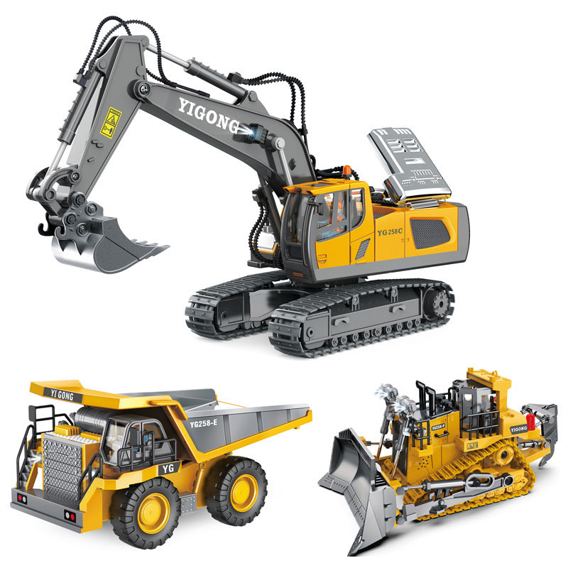 Children's remote control dump truck toy boy dump truck model excavator engineering transporter truck alloy excavator