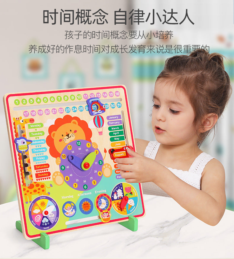 Children's Clock Teaching Aids Montessori Calendar Clock Board Children's Learning Time Clock Cognition Kindergarten Early Education Toys