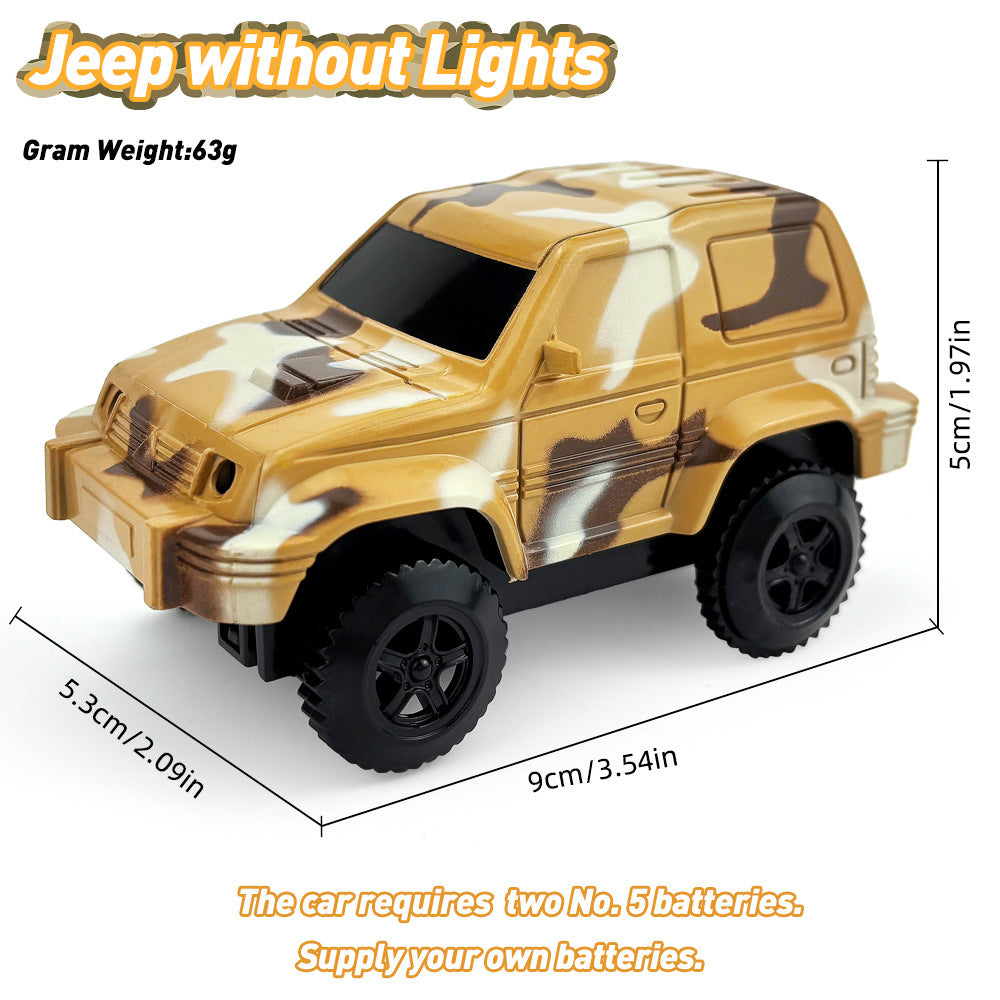 Magnetic track car electric light-emitting jeep police car project small train track accessories children's toys car