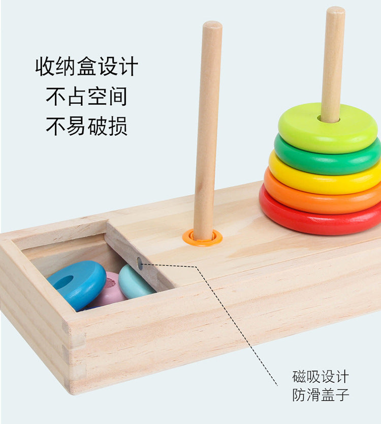 Hanoi Tower for Primary School Students 10 Layers 8 Large 5 Medium 10 Layers Hanrotoro Kidsren's Educational Thinking Training Toys